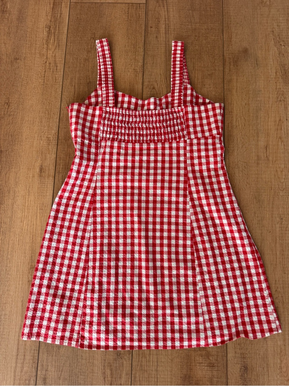 Zara Red White Gingham Sweetheart Cotton Mini Dress Size XL - Picture 4 of 10